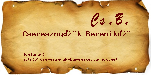 Cseresznyák Bereniké névjegykártya